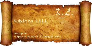 Kubicza Lili névjegykártya