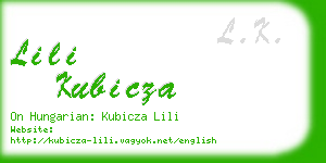 lili kubicza business card